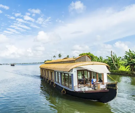 Traditional houseboat on the Kerala backwaters